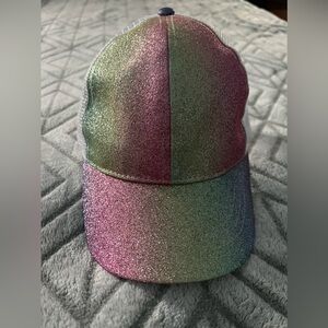 Super cute kid size glitter ponytail adjustable ball cap